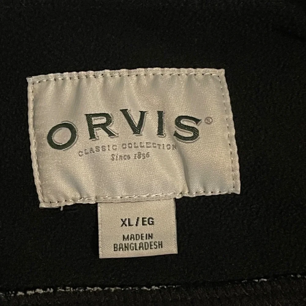 Orvis Jacket Womens XL Black White Buffalo Plaid Fleece Lined Snap Front Shirt